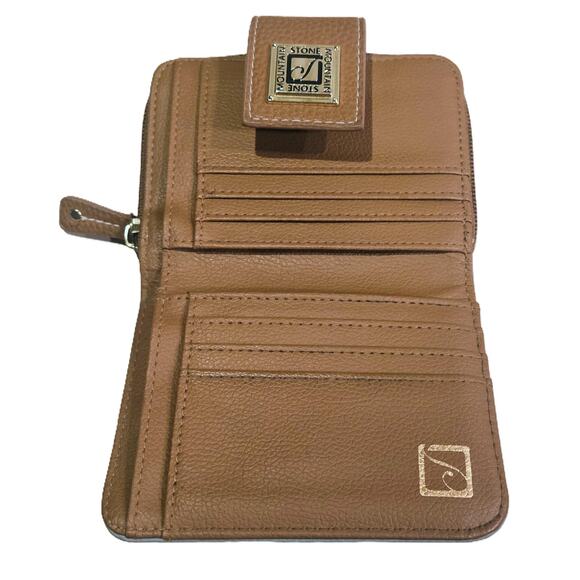 Stone Mountain Blue & Brown Wallet 7-Card Slots 5+1-Zip Pockets w/2 Slots +1-Zip - Picture 2 of 10